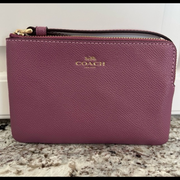 Coach wristlet- purple with gold trim - Picture 1 of 6